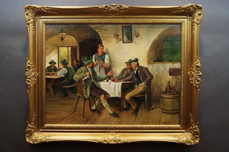 Stary obraz biesiada w oberży - Willy Lichtschlag