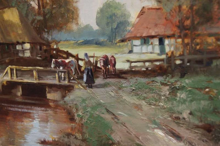 Krajobraz wiejski z krowami - Wienand Klaes Hansen