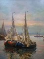 Obraz olejny Josef Dederichs kutry rybackie przy brzegu