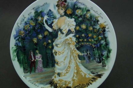 Limoges cudowny talerz z modą Fr. Ganeau 1875 r.