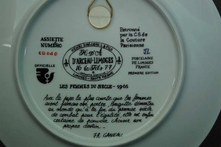 Limoges niepowtarzalny talerz moda Fr. Ganeau 1965 r