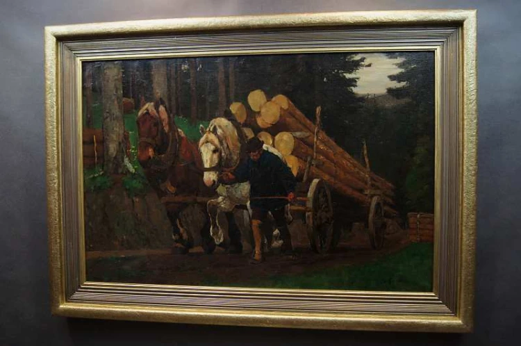 Willy BRANDES zwózka drzewa olbrzymi cenny obraz