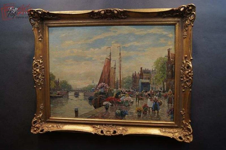 Targ kwiatowy F. Max Richter - Reich Amsterdam stary obraz