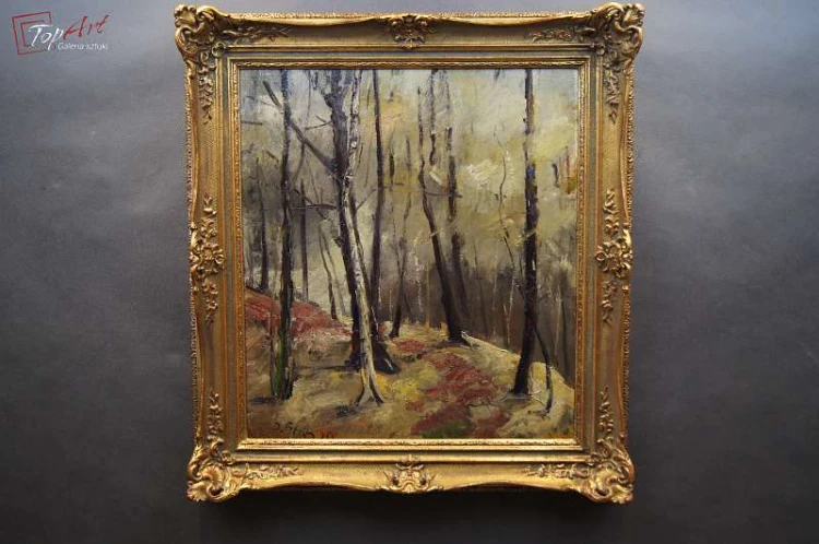 Stary obraz Josef Steib Jesienny Las 1929r