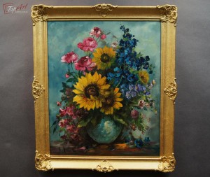 Stary obraz dzieło sztuki Medina Louisa bukiet kwiatów