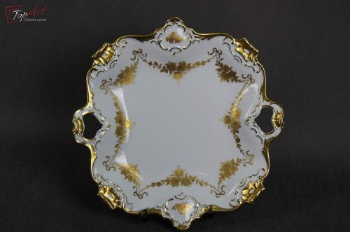 Cudowna złocona porcelanowa patera Kaiser