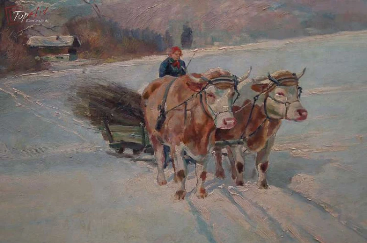 Paul John Walch Zwózka drewna zimą 1935 Polecam!!! 