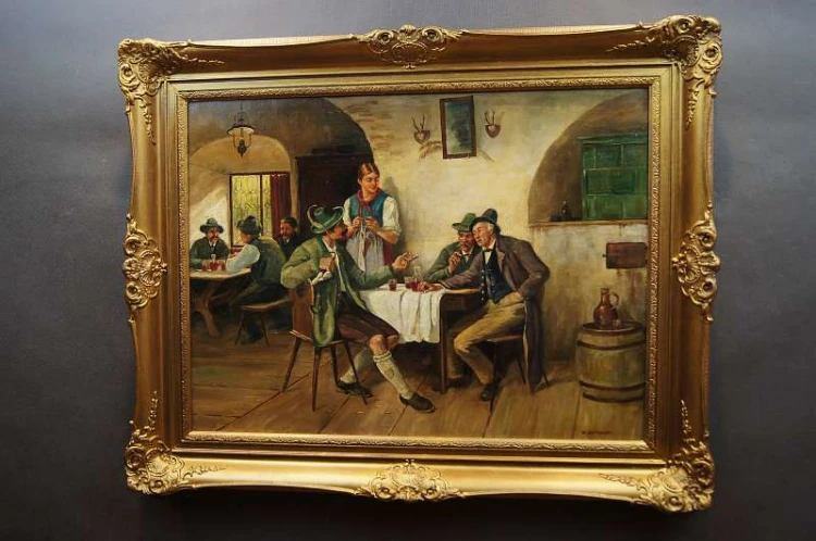 Stary obraz biesiada w oberży - Willy Lichtschlag