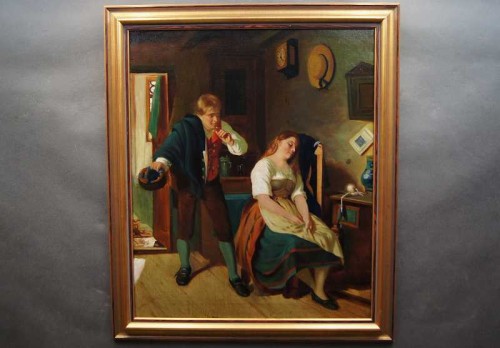 Zalotnik i śpiąca dziewczyna scena romantyczna