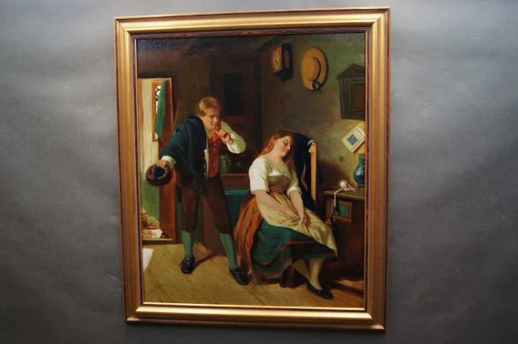 Zalotnik i śpiąca dziewczyna scena romantyczna