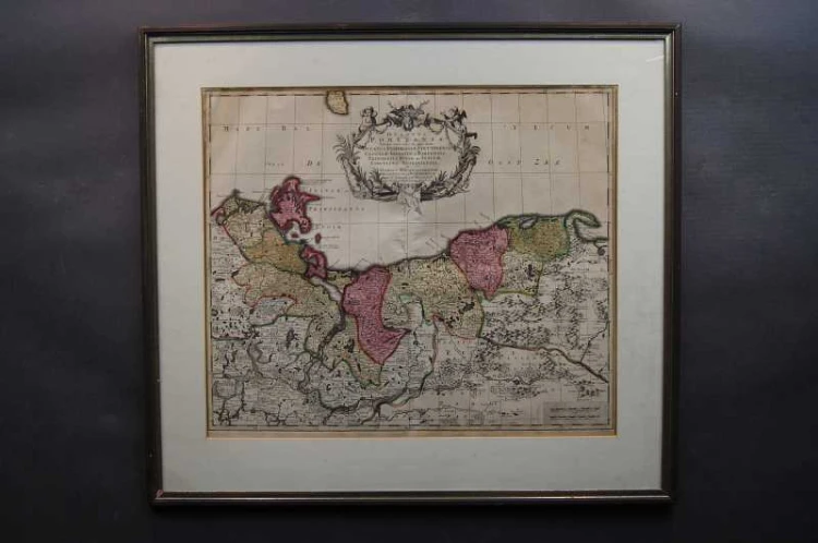 Mapa XVIII wiek Pomeraniae Pomorze P. Schenk oryginał