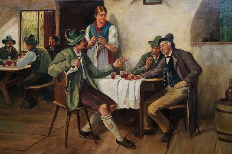 Stary obraz biesiada w oberży - Willy Lichtschlag