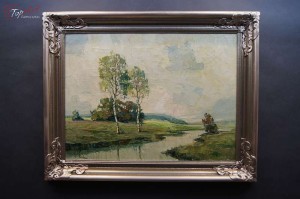 Obraz Olejny Rudolf Priebe Pejzaż z Brzozami