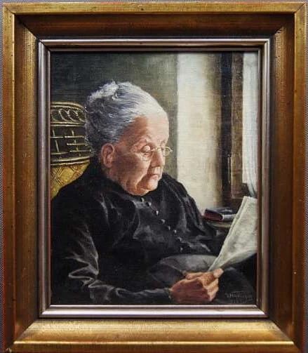 Sentymentalny obraz czytająca babcia Wilhelm Hoffmann