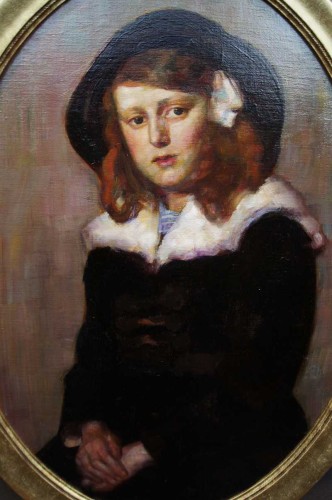 Olejny portret dziewczynki w owalu