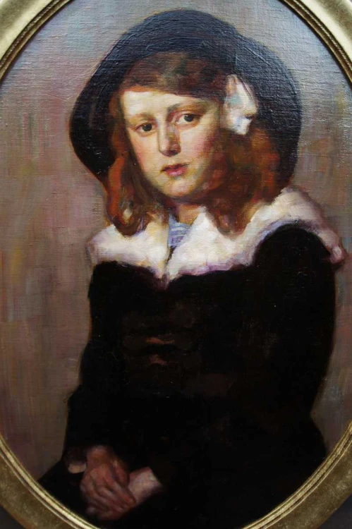 Olejny portret dziewczynki w owalu