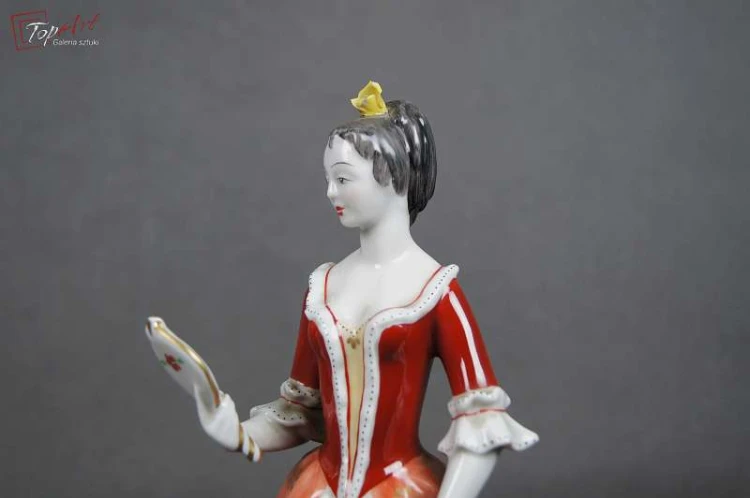 Porcelana Hollohaza Węgry lata 60 Figura Damy z lusterkiem.Okaz!!!