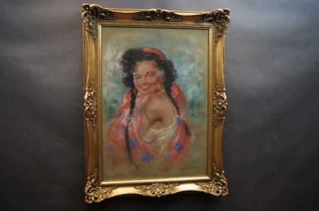 Barwny pastel Portret zalotnej włoszki