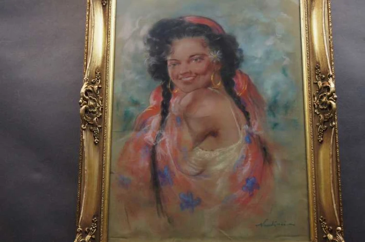 Barwny pastel Portret zalotnej włoszki