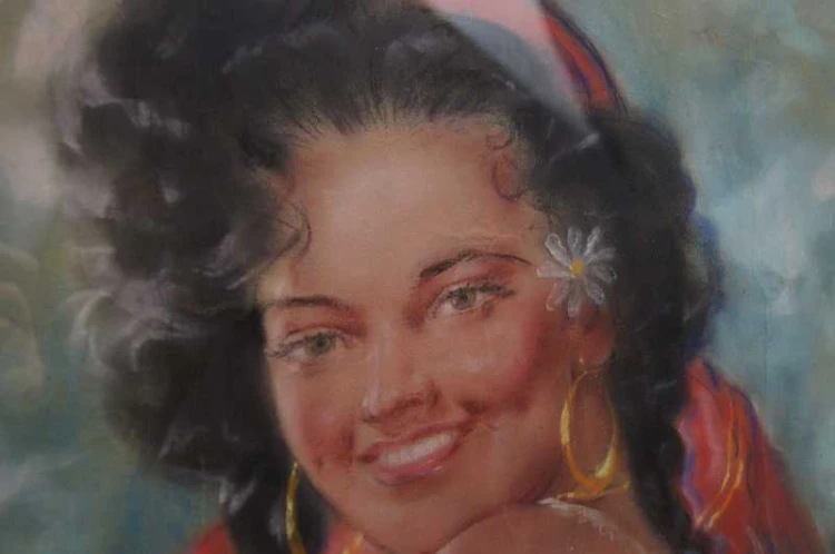 Barwny pastel Portret zalotnej włoszki