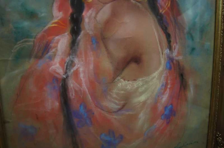 Barwny pastel Portret zalotnej włoszki