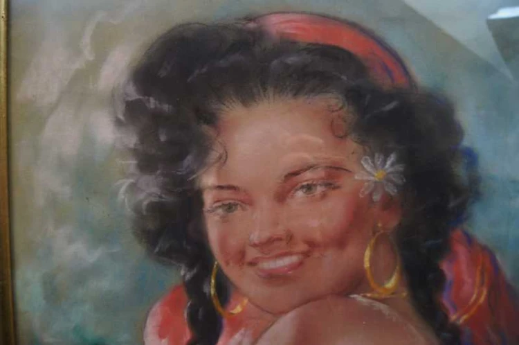 Barwny pastel Portret zalotnej włoszki