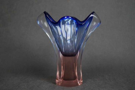 Bohemia ciekawy trójbarwny wazon 20 cm