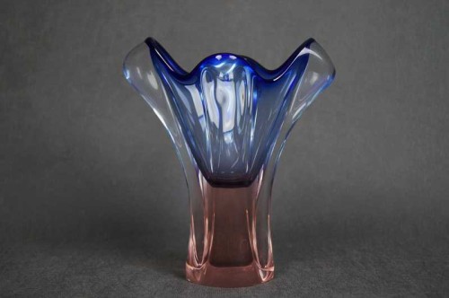 Bohemia ciekawy trójbarwny wazon 20 cm