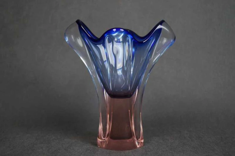 Bohemia ciekawy trójbarwny wazon 20 cm