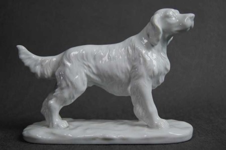 Prześliczna figura setera - biała porcelana