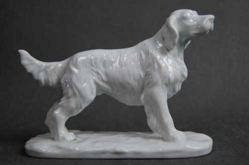 Prześliczna figura setera - biała porcelana