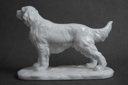 Prześliczna figura setera - biała porcelana