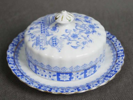 Przedwojenna maselniczka China Blau Oscar Schaller & Co