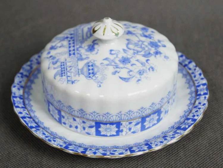 Przedwojenna maselniczka China Blau Oscar Schaller & Co