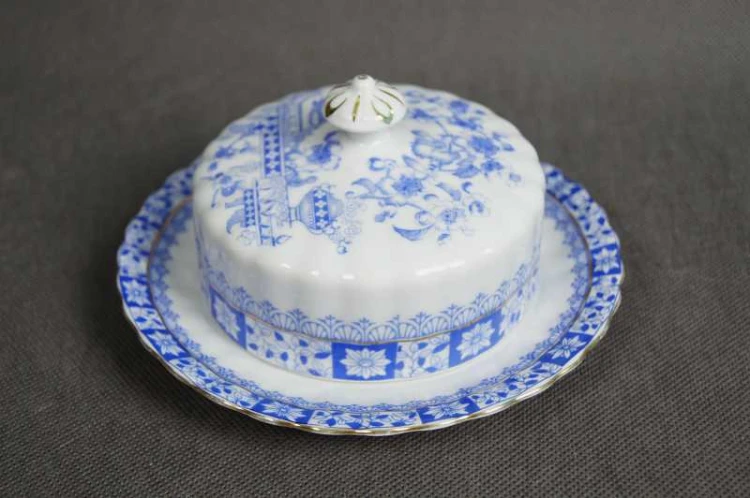 Przedwojenna maselniczka China Blau Oscar Schaller & Co