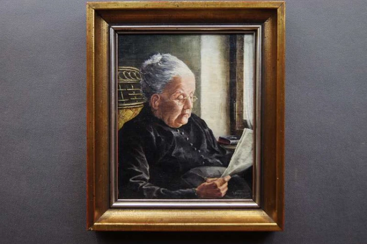 Sentymentalny obraz czytająca babcia Wilhelm Hoffmann