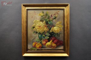 Stary obraz olejny - herbaciane róże 2