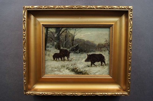 Dziki zimą Adolf Rheinert stary obraz !!!