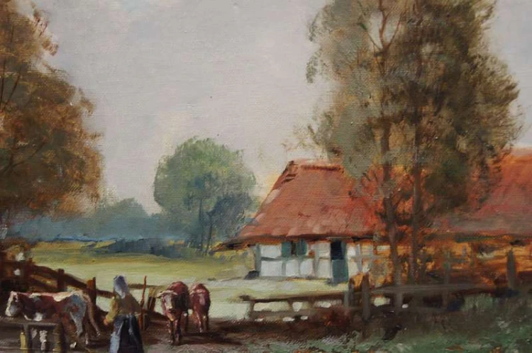 Krajobraz wiejski z krowami - Wienand Klaes Hansen
