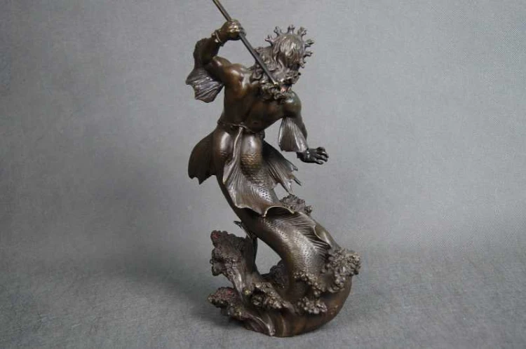 Neptun Posejdon figura brąz patynowany