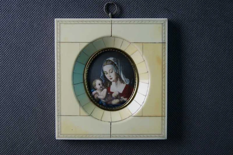 Malarstwo miniaturowe Madonna z Dzieciątkiem