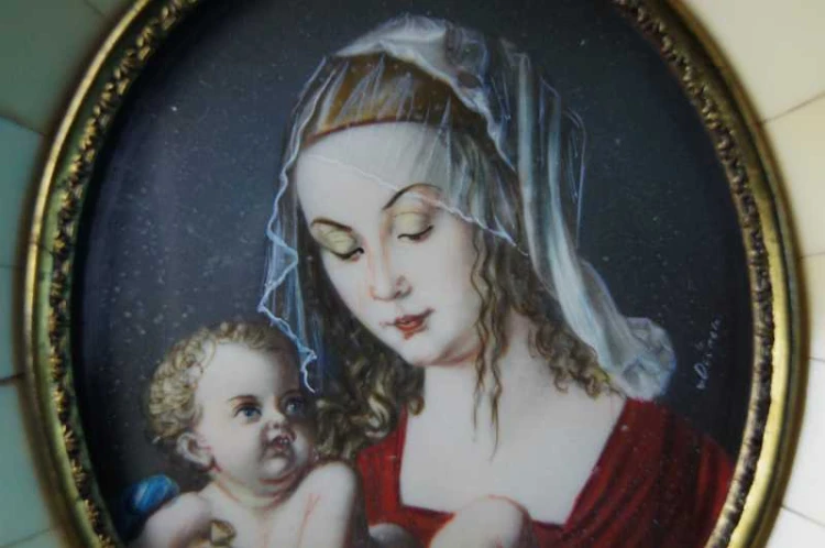 Malarstwo miniaturowe Madonna z Dzieciątkiem