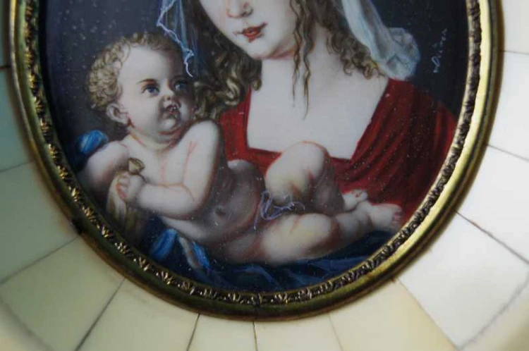 Malarstwo miniaturowe Madonna z Dzieciątkiem