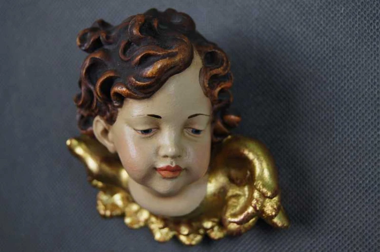 Włoski wyjątkowy putto rzeźba w drewnie