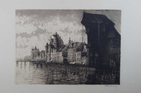 Gdańsk - Danzig Długie Pobrzeże duża grafika Paul Kreisel