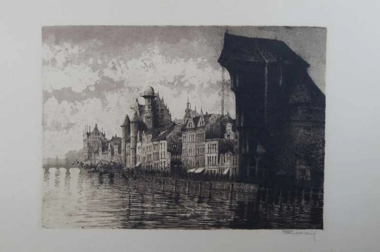 Gdańsk - Danzig Długie Pobrzeże duża grafika Paul Kreisel