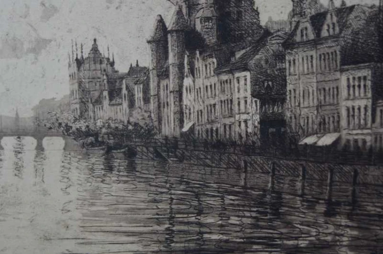 Gdańsk - Danzig Długie Pobrzeże duża grafika Paul Kreisel