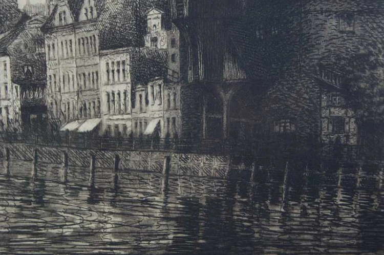 Gdańsk - Danzig Długie Pobrzeże duża grafika Paul Kreisel