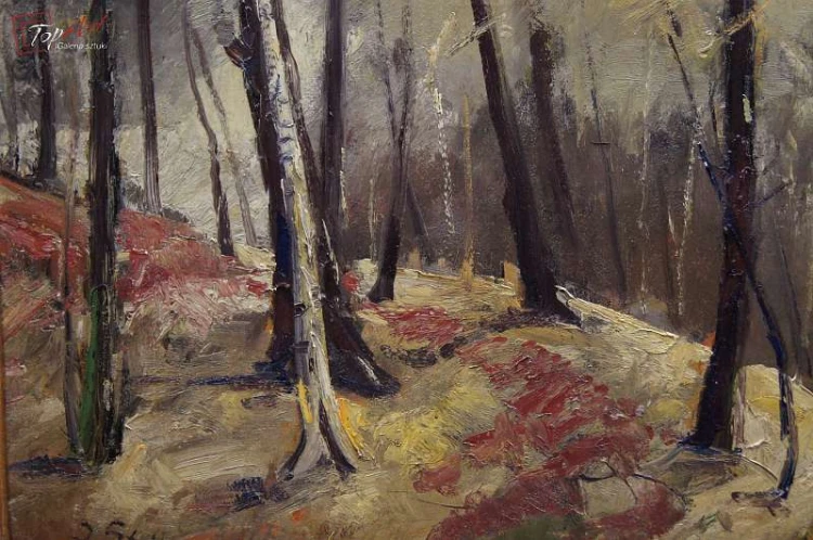 Stary obraz Josef Steib Jesienny Las 1929r