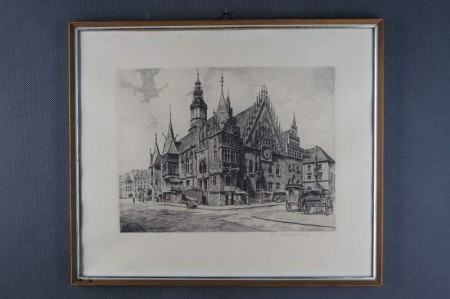Wrocław Ratusz Helma Fischer- Oels akwaforta
